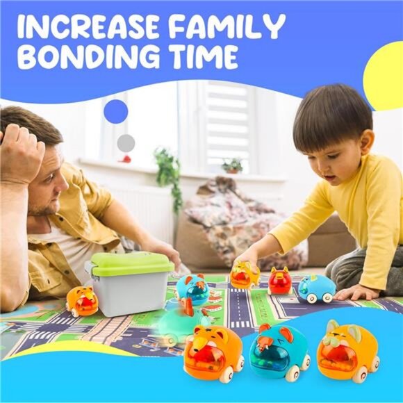 Baby Truck Car Toys with Playmat/Storage Box|6 Sets Baby Pull-Back - Picture 7 of 8